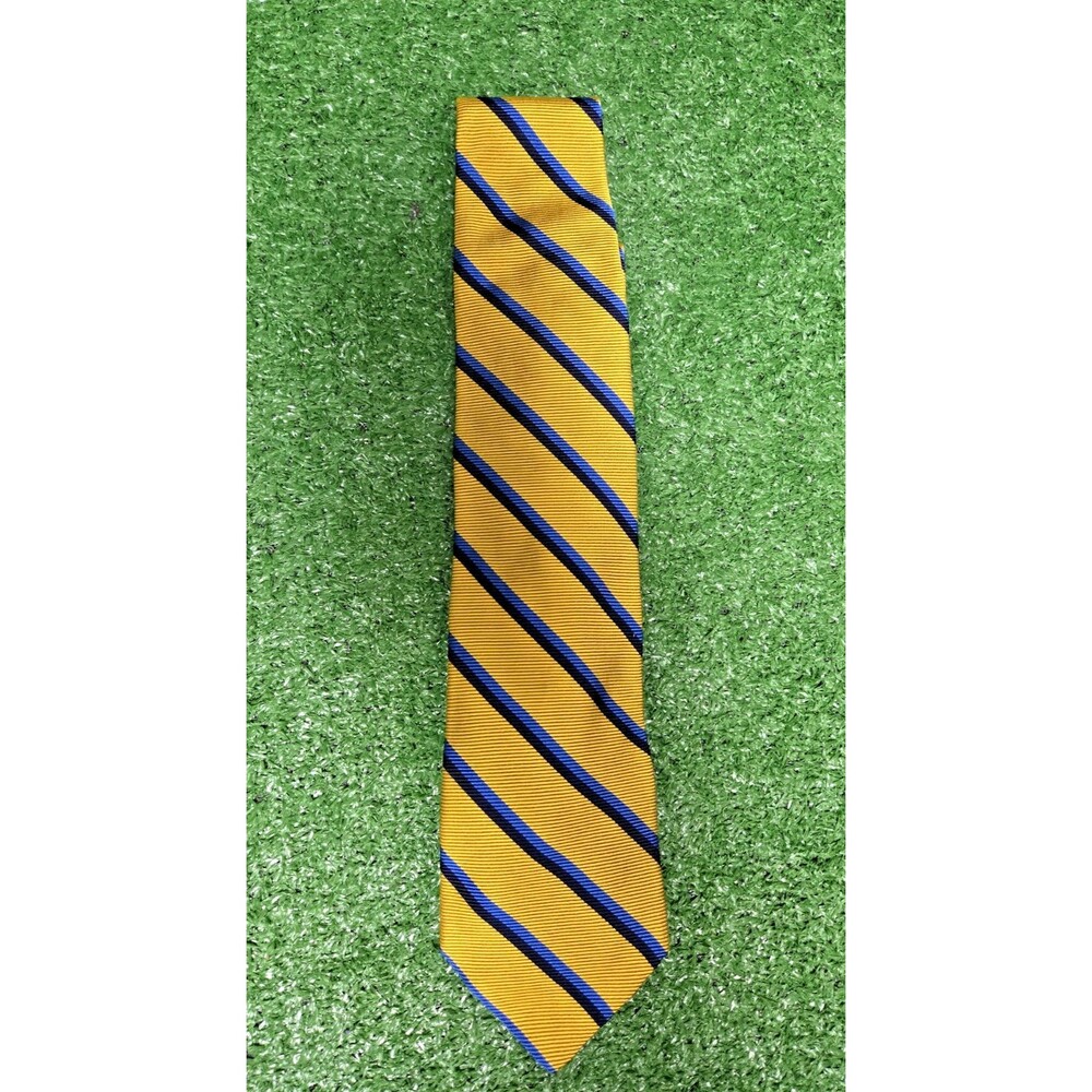 Brooks Brothers Makers Silk Tie – Gold / Blue Stripe – Made in USA